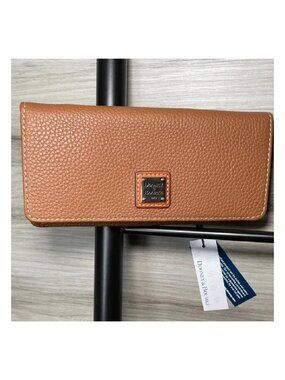 NIB- Dooney & Bourke Pebble Leather Slim Wallet, Caramel